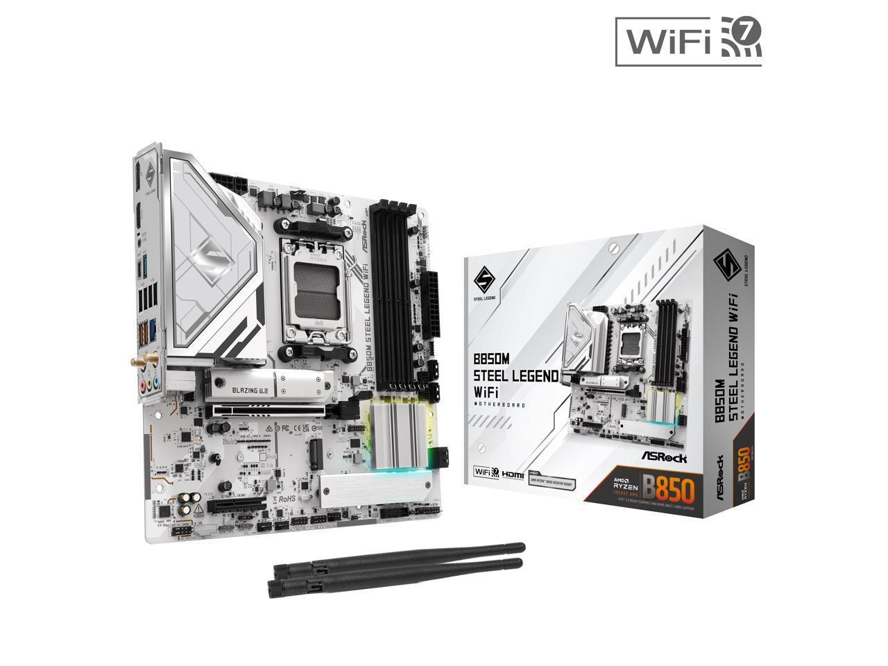 ASRock B850M STEEL LEGEND WIFI AM5 AMD B850 SATA 6Gb/s Micro ATX Motherboard