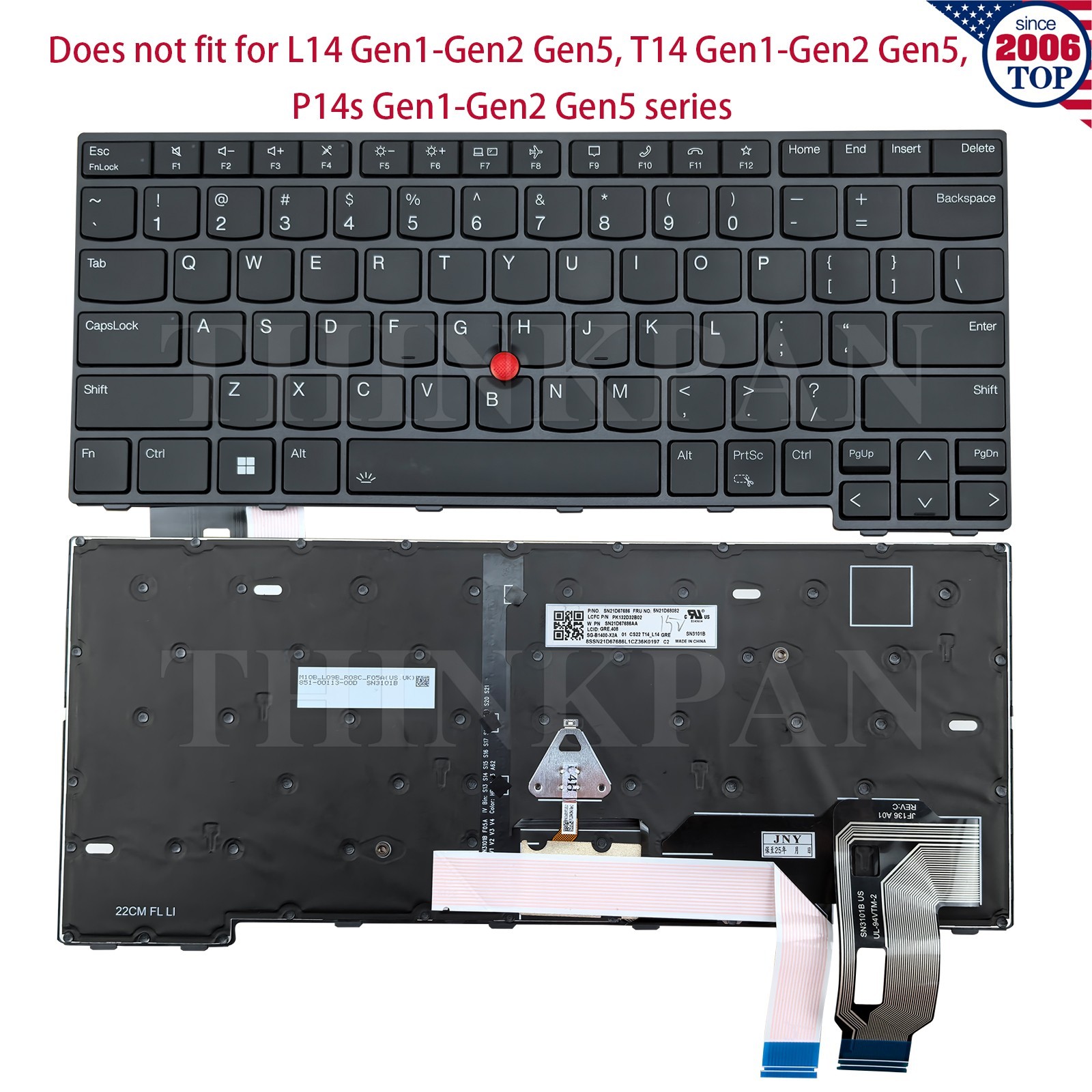 New US keyboard Backlit for Lenovo Thinkpad T14 Gen 3 Gen 4 P14s Gen 3 Gen 4