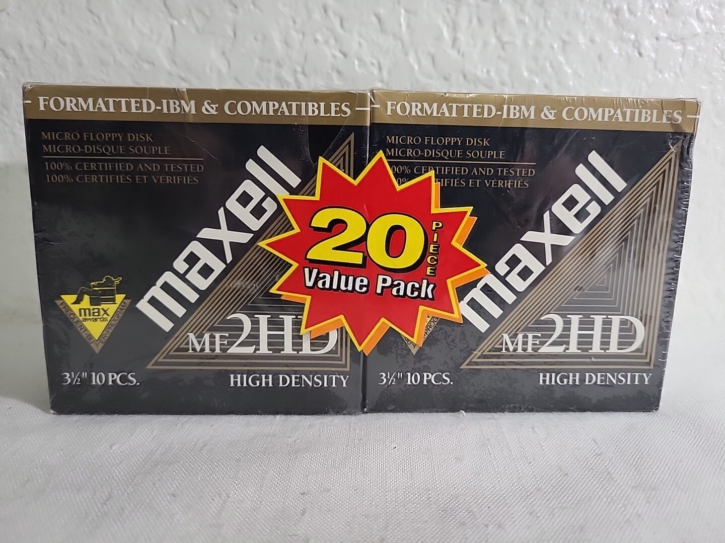 MAXELL NEW VTG MICRO 3 1/2" MF2HD SET OF 20 HIGH DENSITY FLOPPY DISCS Sealed 