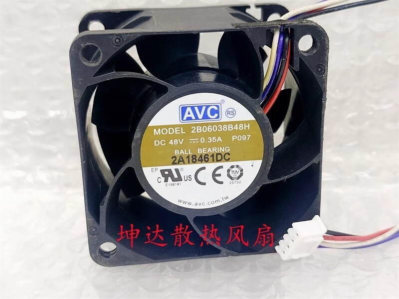 AVC 2B06038B48H 6038 48V 0.35A 6CM 4pin Dual Ball Cooling Fan