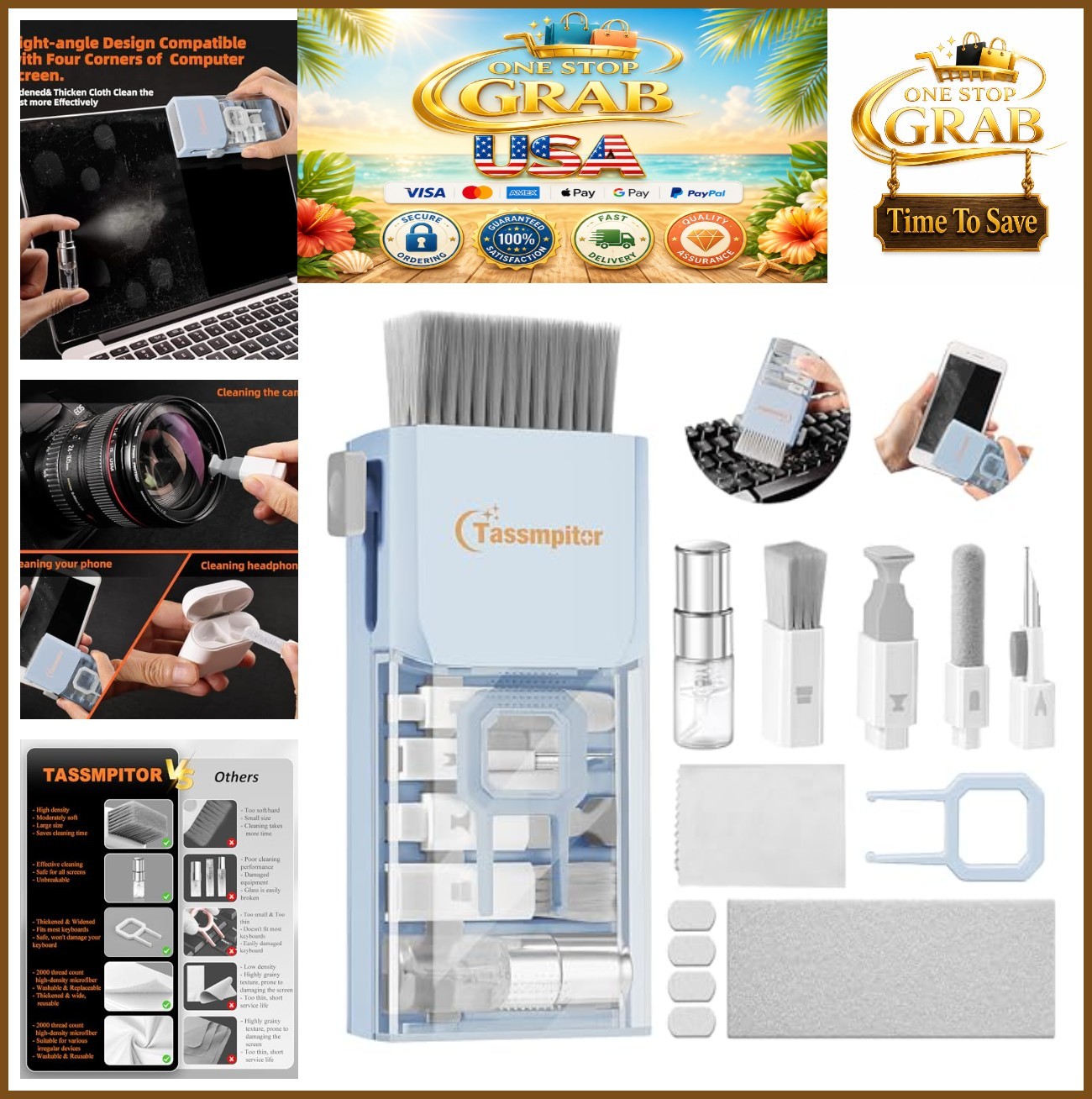Keyboard Cleaning Kit Laptop Screen Cleaner Brush Microfiber Cloths Keycap