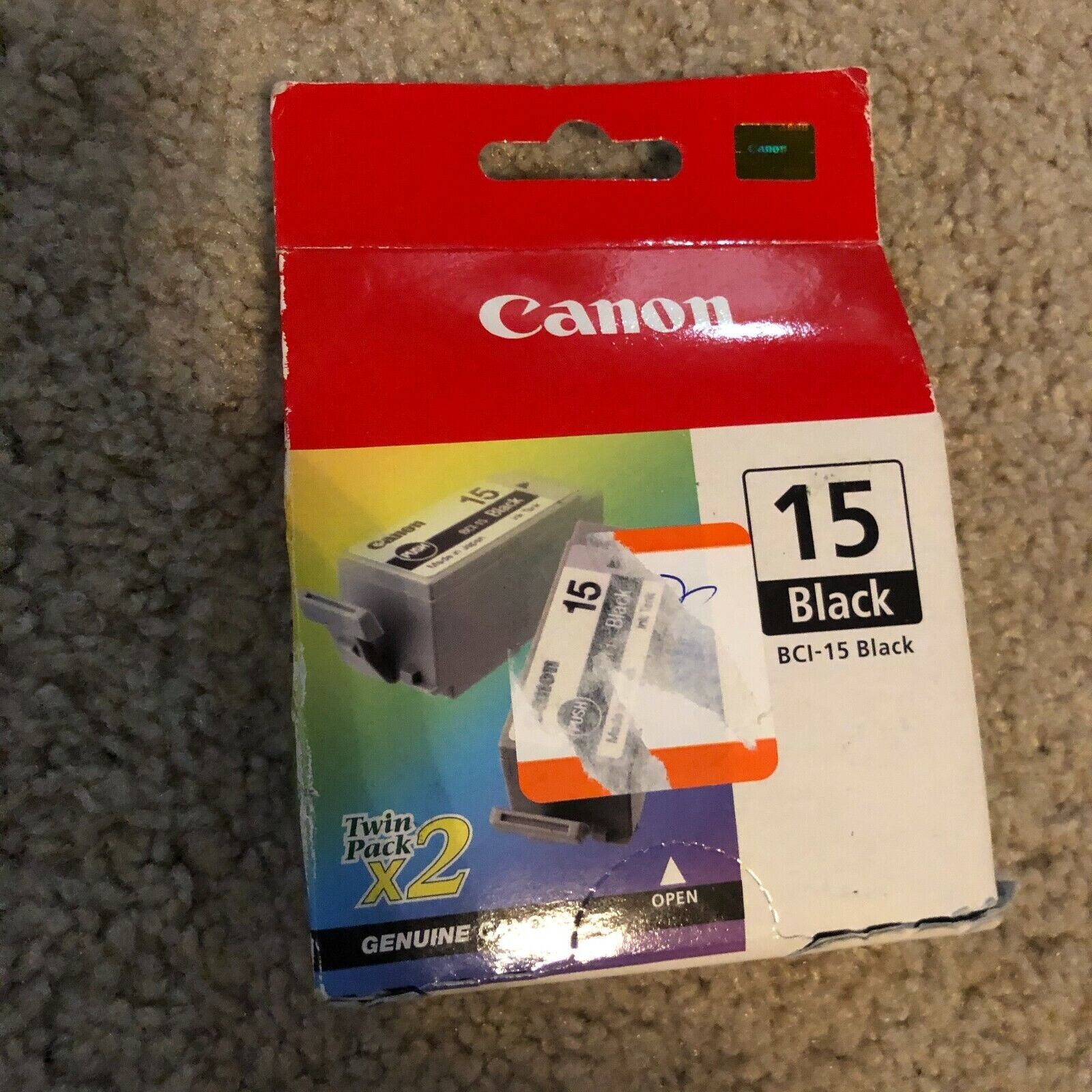 Canon BCI-15 Black Ink Cartridge Twin Pack 8190A003 Genuine ~ New / Sealed