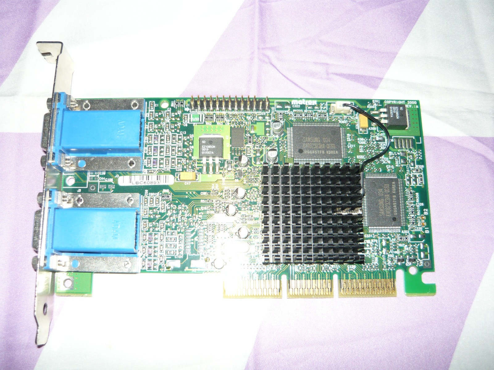 Vintage Matrox MGI G450 16MB Video Card AGP Dual Monitor Used