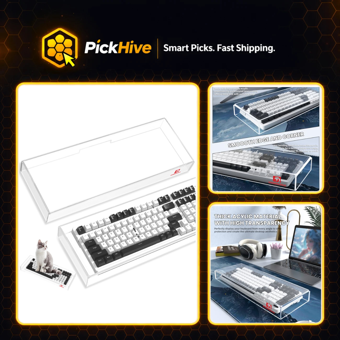 Acrylic Transparent Keyboard Cover for 17.4" Laptop - Dustproof & Waterproof