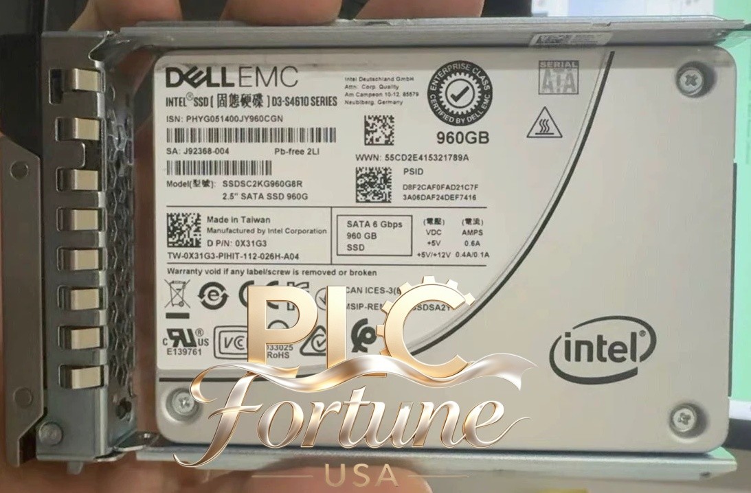 New Dell 0X31G3 X31G3 D3-S4610 Intel 960GB SATA 6G 2.5" SSD With G14/15/16 Tray