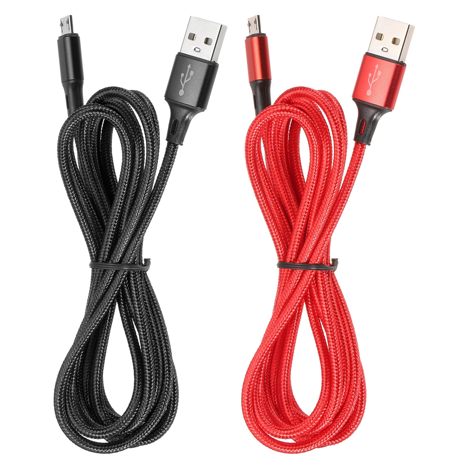 2Pcs Controller Charger Cable, 6Ft USB A to Micro USB Fast Charging, Red/Black