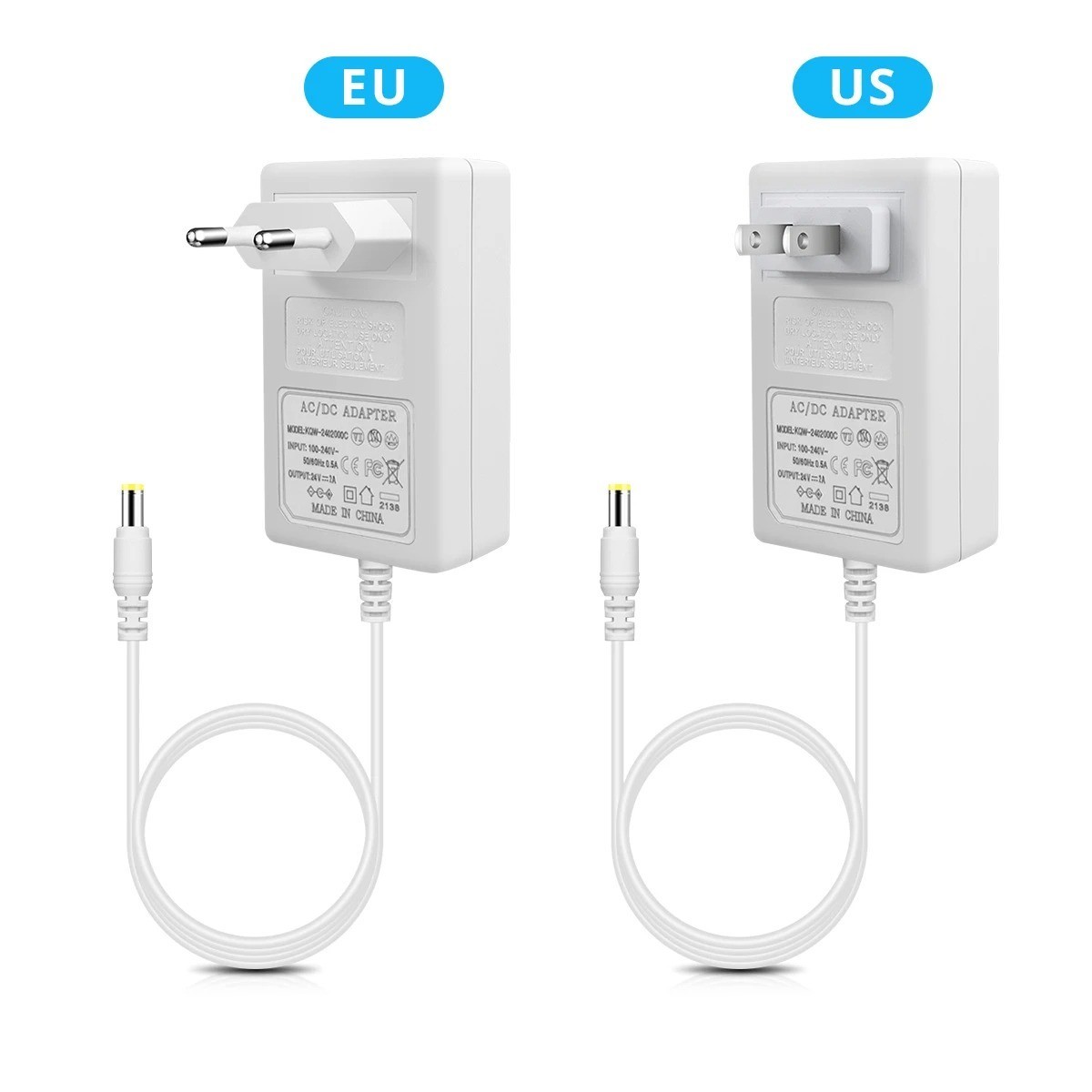 12V 2A AC Adapter 5.5x2.1mm DC Power Supply 100-240V LED Driver Charger EU/US