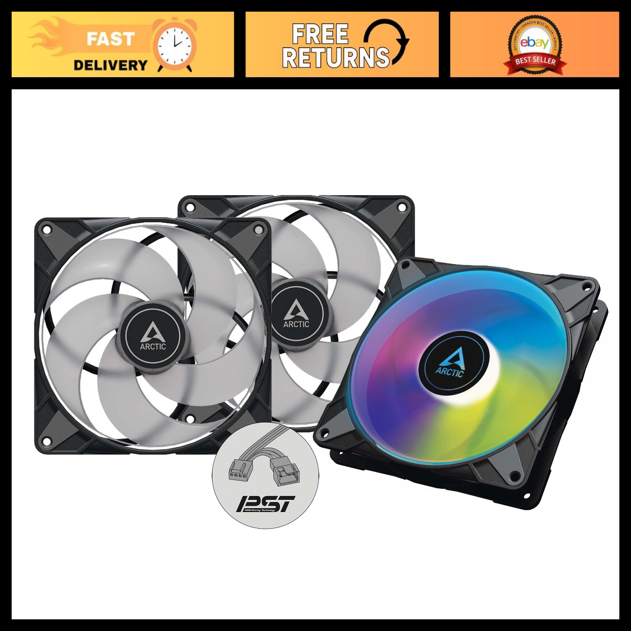 140mm PWM A-RGB PC Case Fans (3 Pack) - Quiet Cooling, High Performance, RGB Lig