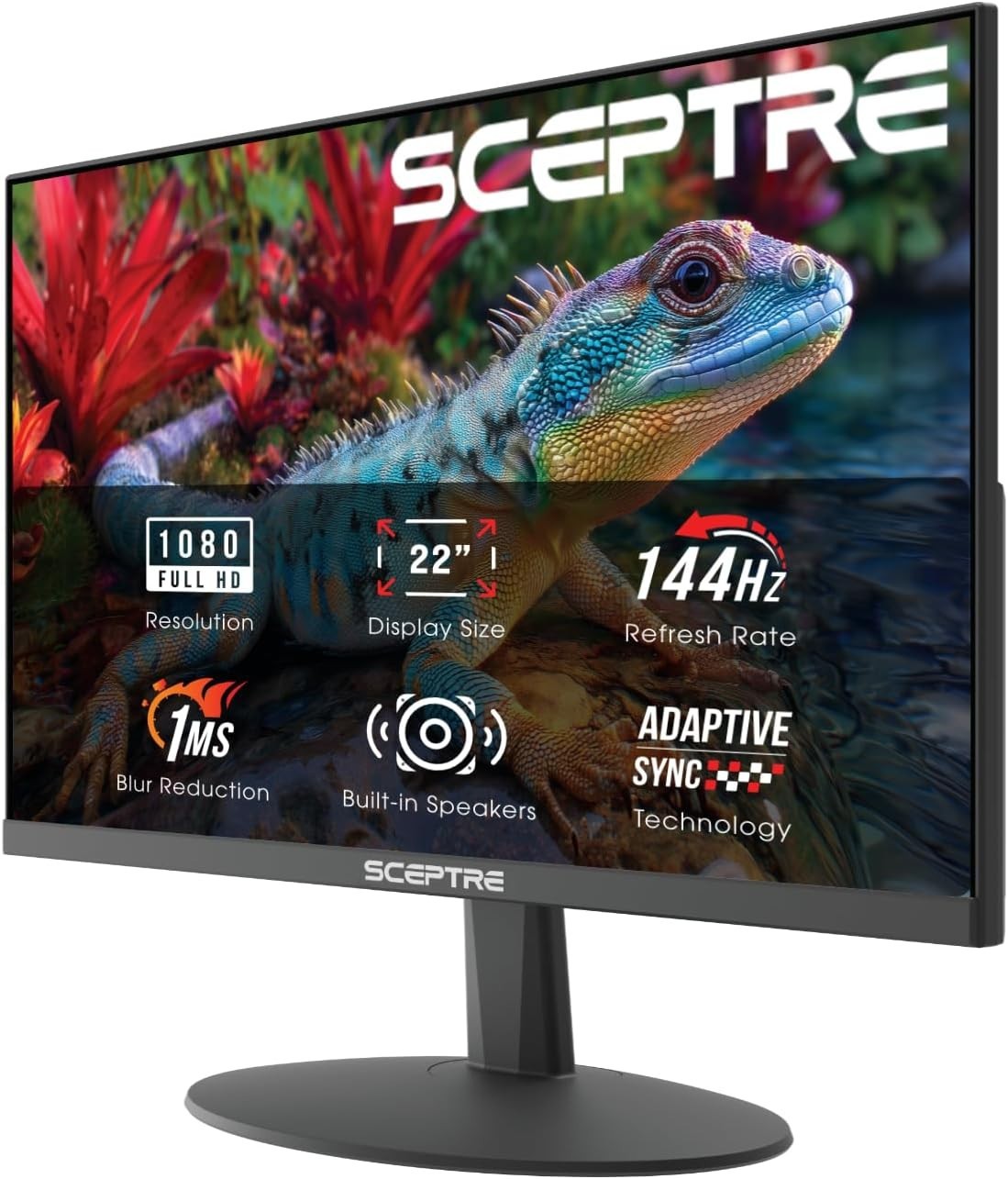 Sceptre 22-Inch Gaming Monitor 1080p 144Hz HDMI DisplayPort Speakers E225W-FW144