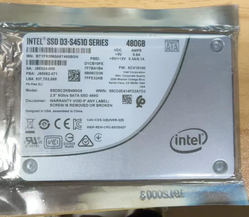 Intel D3 S4510 Series 480GB SSD 2.5" SATA 6Gb/s SSDSC2KB480G8