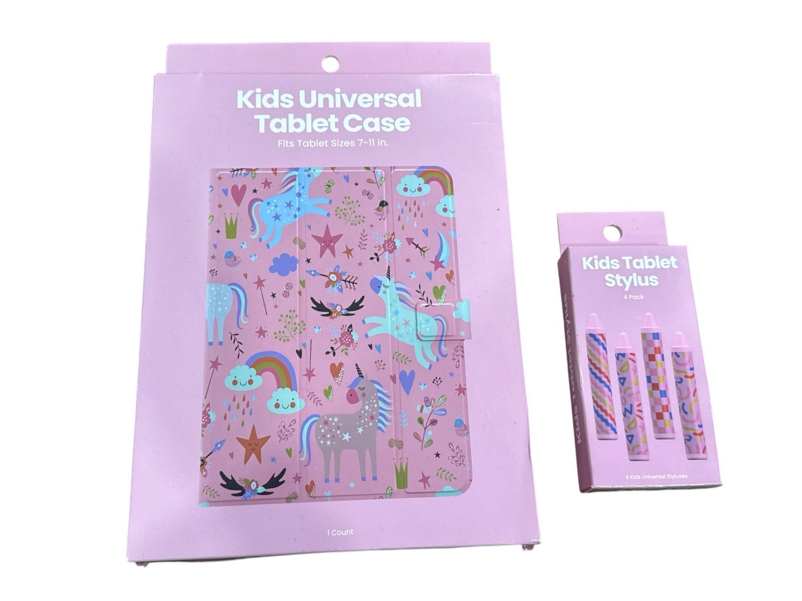 Kids Universal Tablet Case & Stylus Set Fits 7-11 In Tablets Unicorn Print 4-Pac