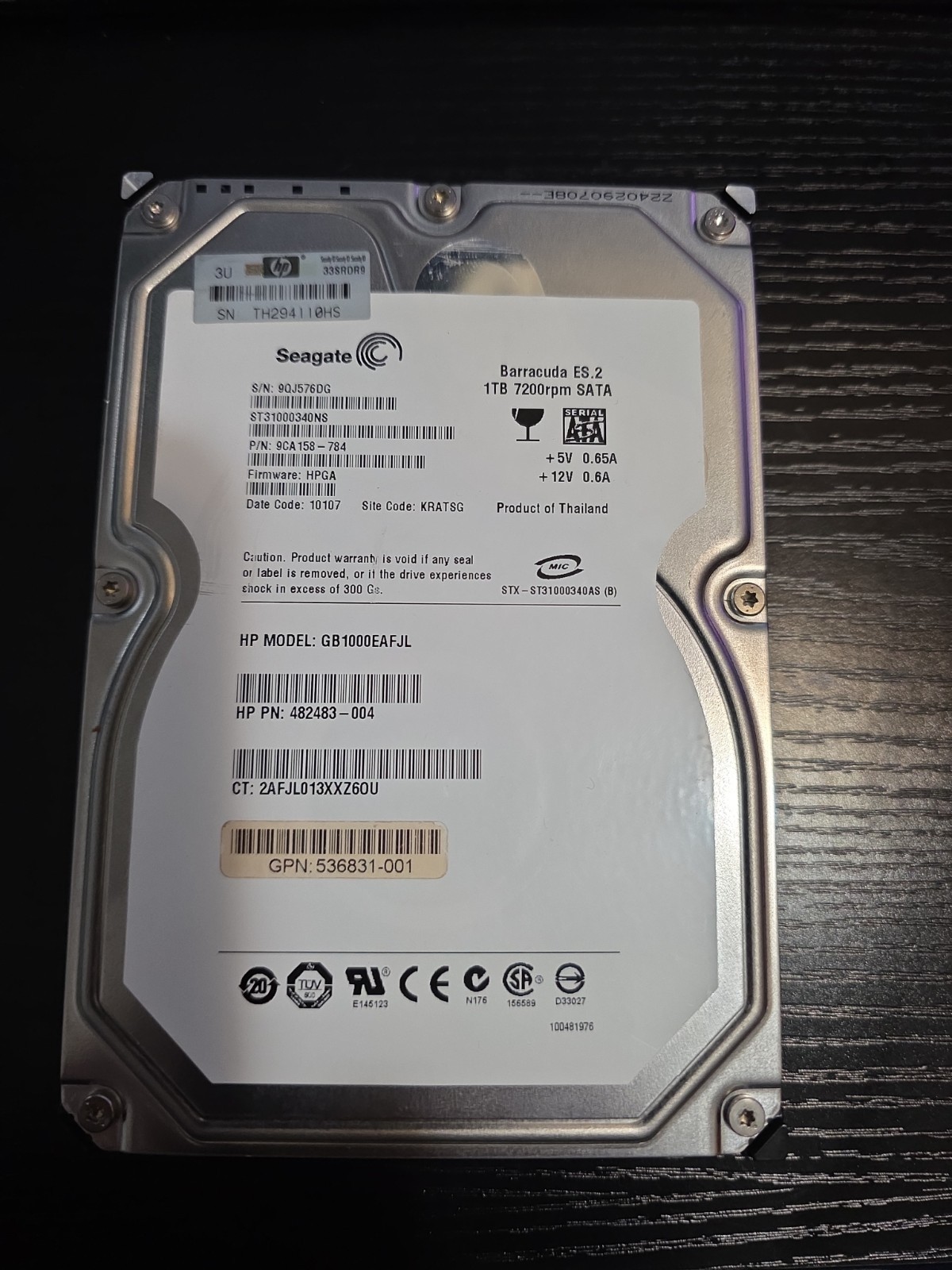 Seagate Barracuda ES.2 1TB HDD Hard Drive ST31000340NS