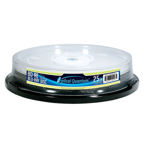 10 Optical Quantum 2x 25GB Blue Blu-ray BD-RE Rewritable Logo Top  OQBDRE02LT-10