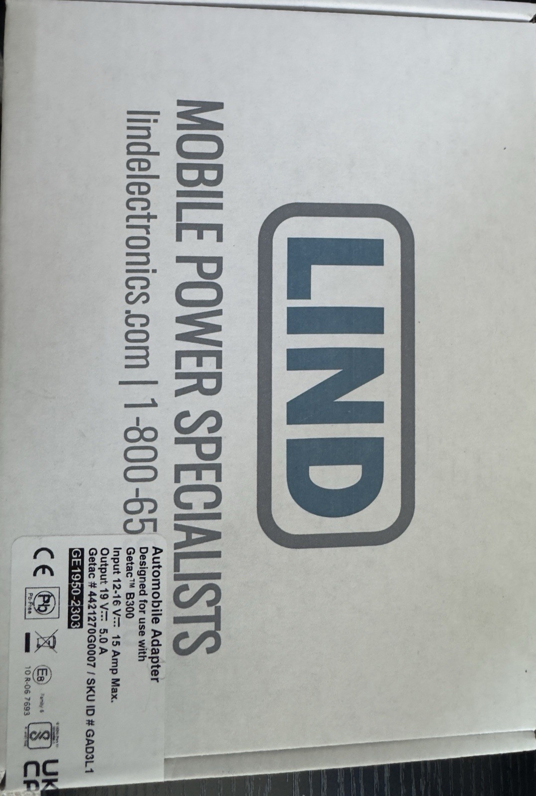 Getac LIND GE1950-2303 Car Power Charger 19V 5.0 Amps For Getac Tablets, Laptops