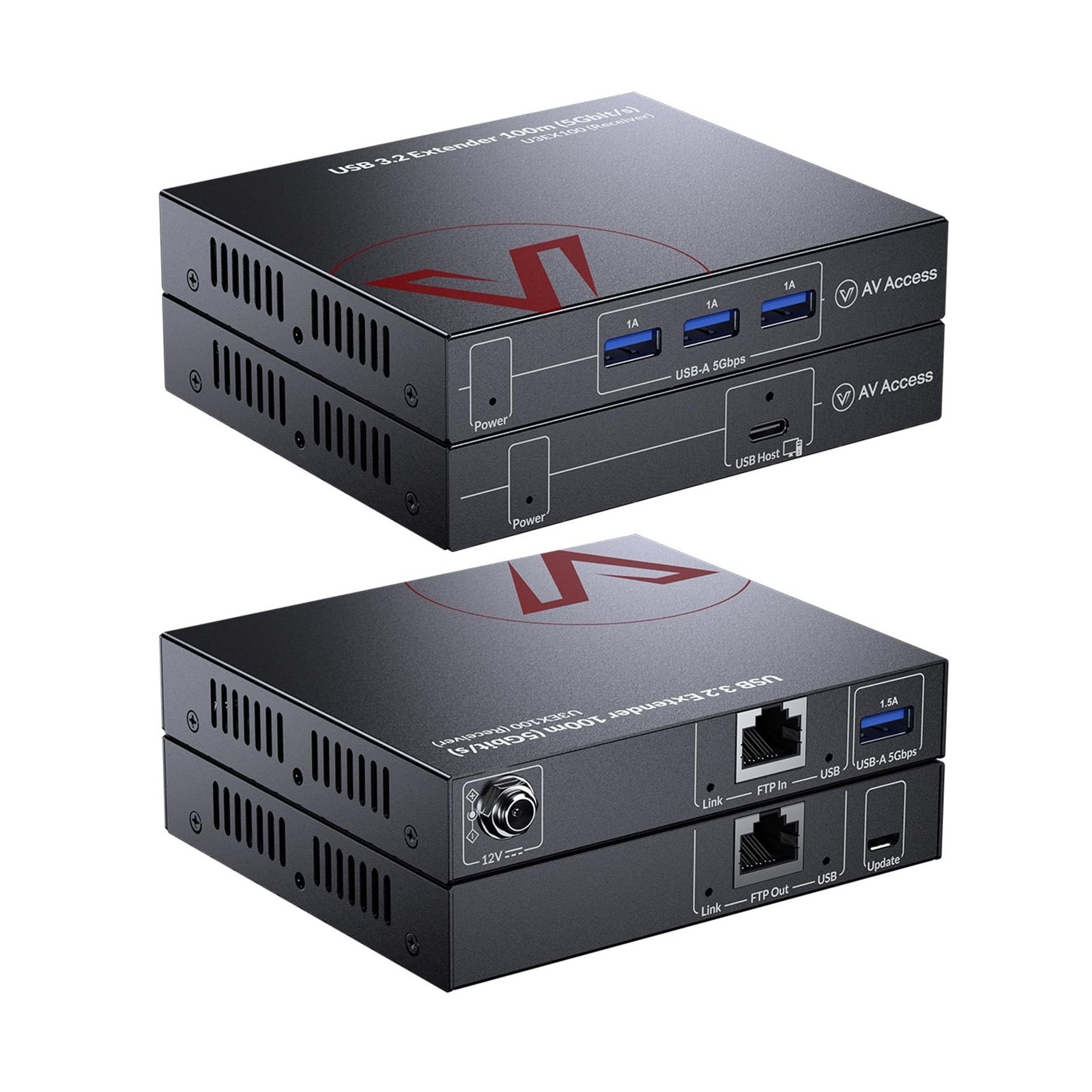 AV Access USB C 3.0/3.2 Extender, USB Over Ethernet 330ft, 5Gbps, 4-Port