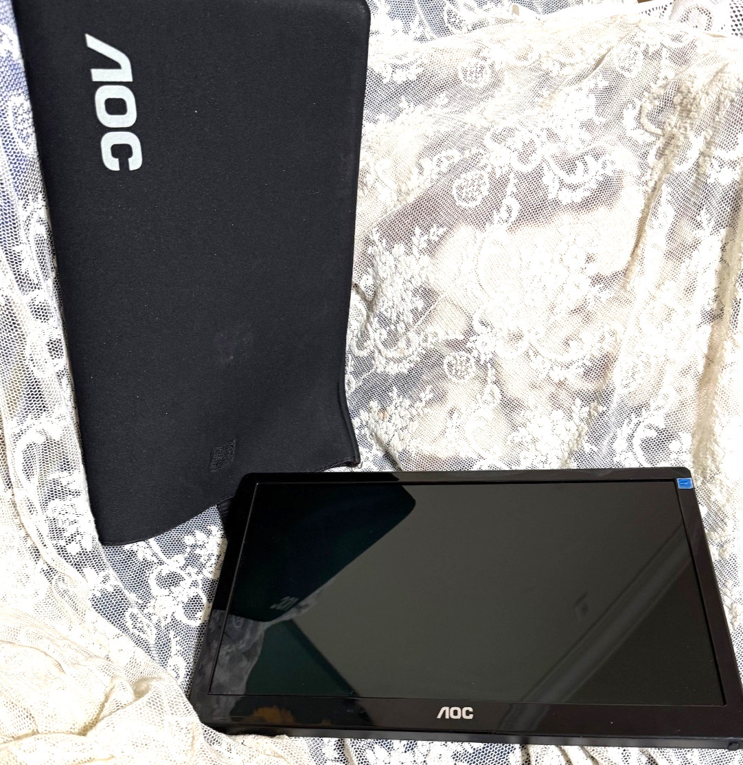 (Lot of 2) AOC E1659FWU 15.6-Inch Ultra Slim Monitor with Case