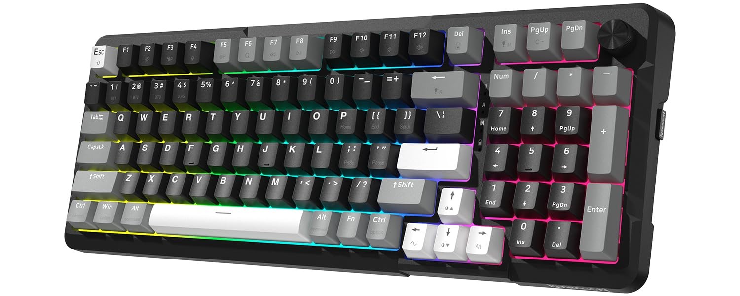 New Best Redragon K742 Wireless Mechanical Gaming Keyboard with Knob, Bluetooth