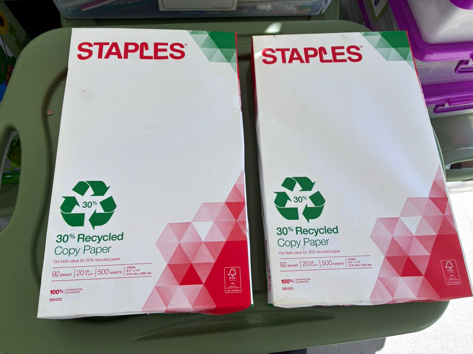 Staples Copy Paper 30% Recycled Legal 8.5 x 14 White 20 lb 500 Sheets