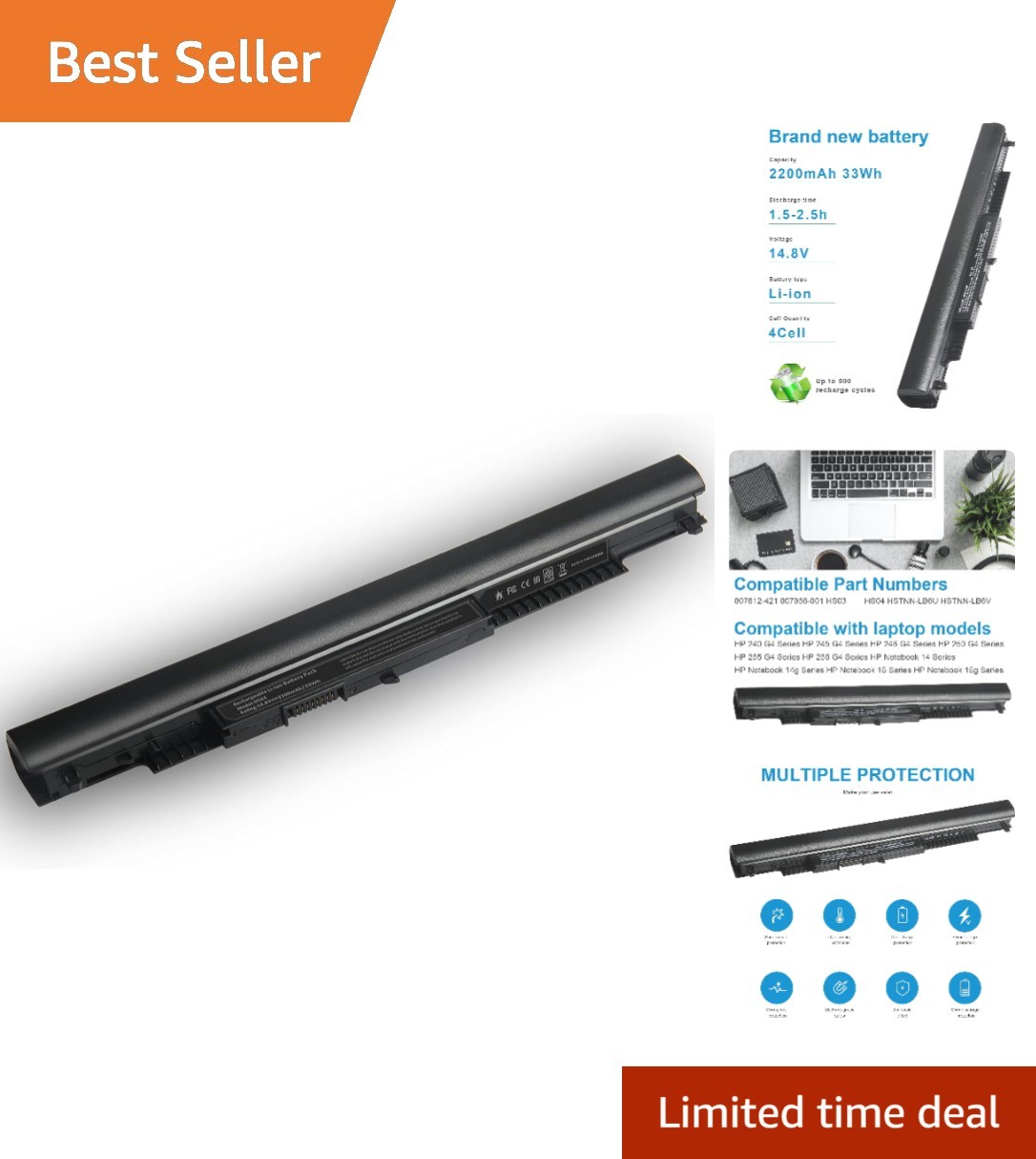 Efficient 2200mAh Laptop Battery for Various HP Models – Fully Compatible