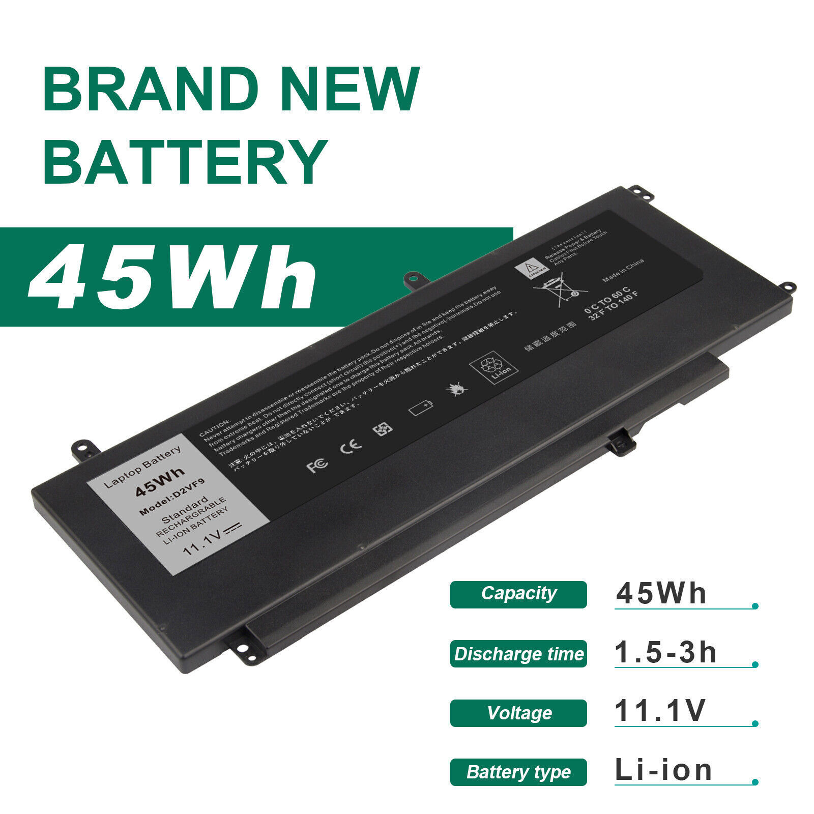 D2VF9 Battery For Dell Inspiron 15-7547 15-7548 14-5459 V5459 15 7000 Serie 43Wh