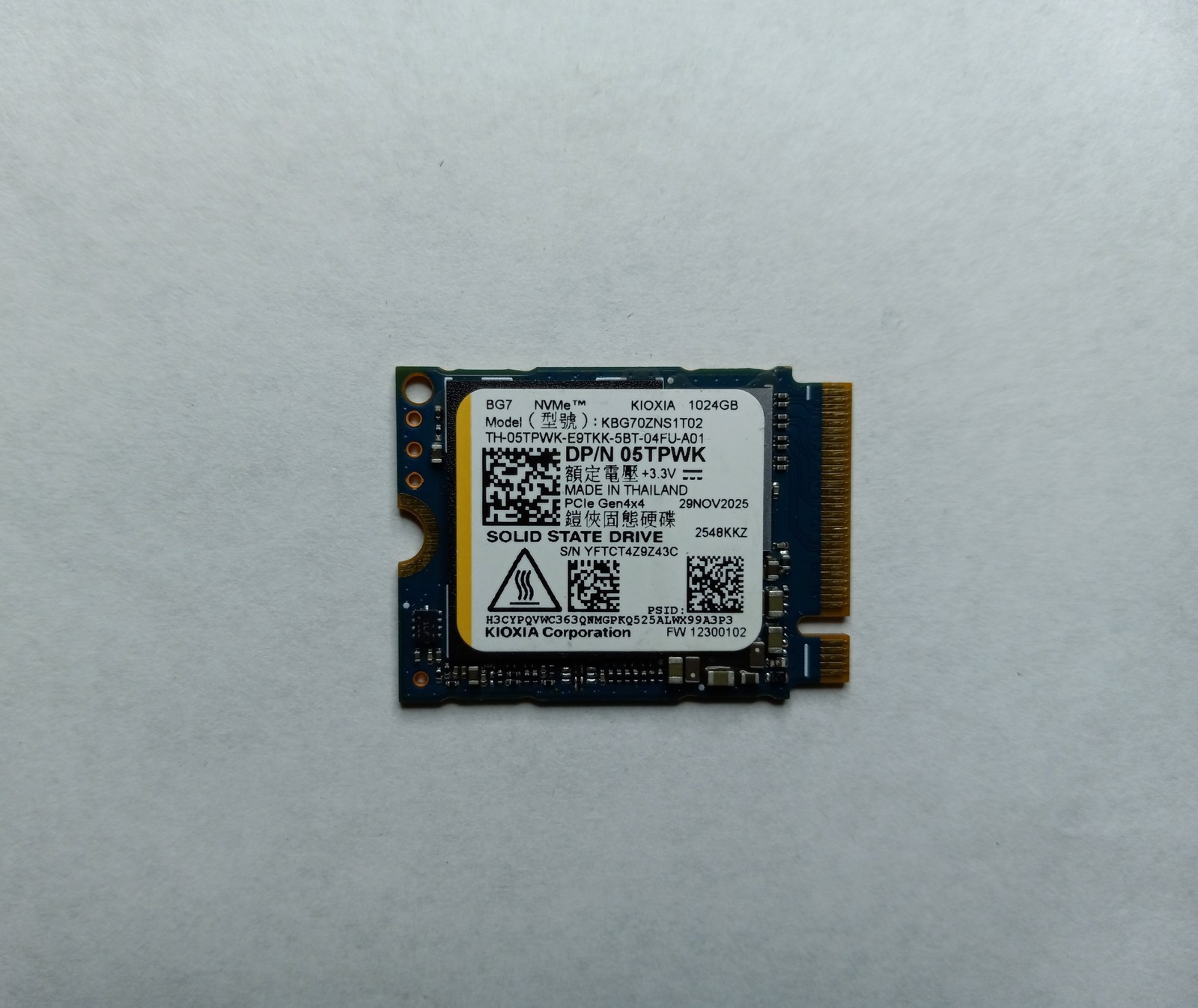 SSD Drives Dell 5TPWK (Kioxia KBG70ZNS1T02) 1TB BG7-Series TLC NAND NVMe M.2