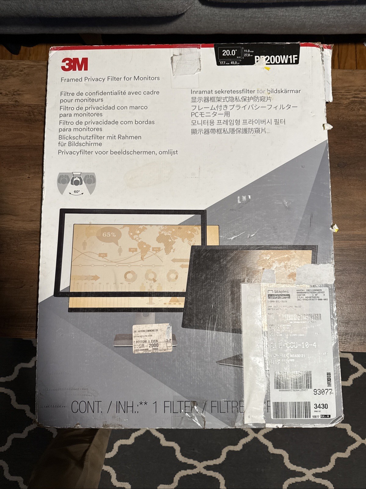 3M Privacy Filter for 20" Widescreen Monitor (16:9) (PF200W9B) 213139