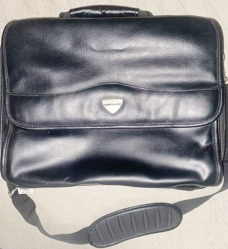 New Vanguard Black Leather Canvas Flap Laptop Shoulder Bag Organizer Briefcase