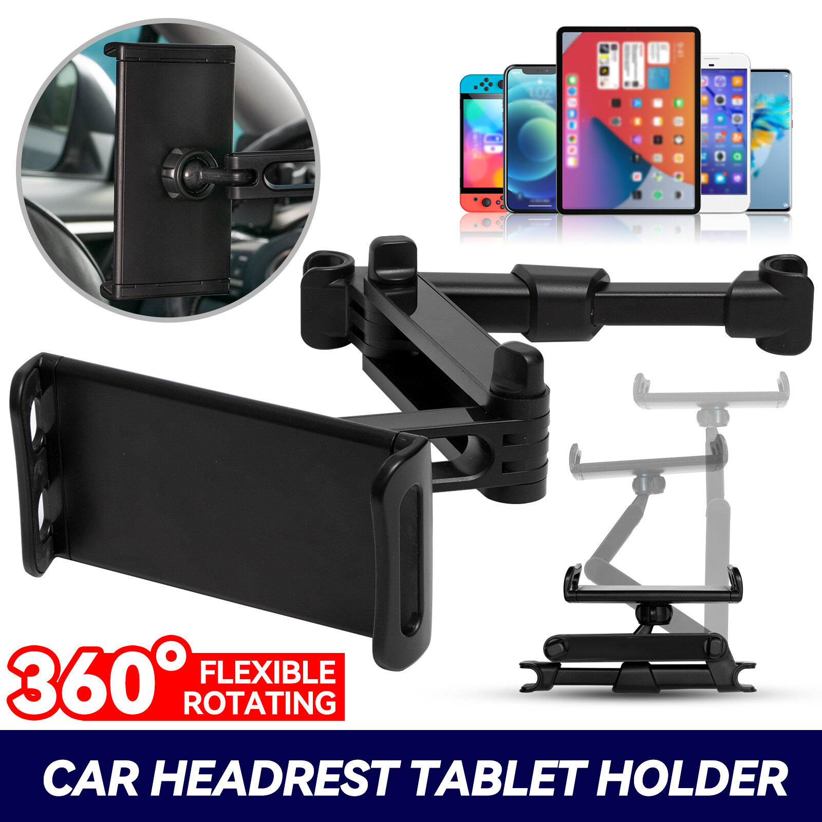 360° Universal Car Back Seat Headrest Mount Stand Holder Cradle,For Cell Phone