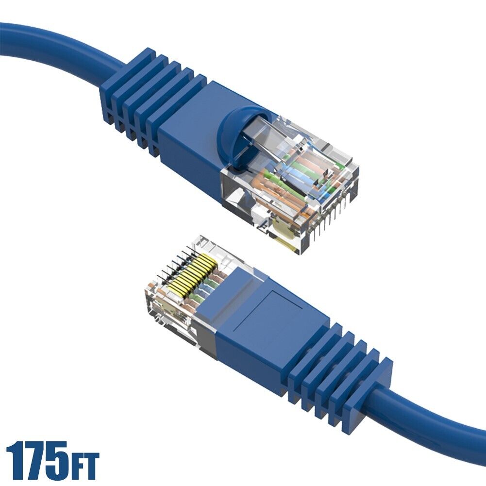 175FT Cat5E RJ45 Snagless Network LAN Ethernet Patch Cable 24AWG Copper Blue