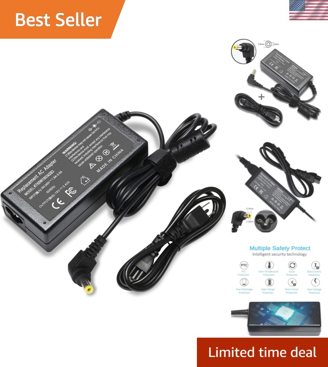 19V 3.42A 65W Laptop Charger Adapter Compatible with Asus X550L X550LA