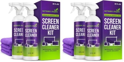 Screen Cleaner Spray 2 Pack 32oz Bottles Microfiber Cloth TV Laptop Monitor