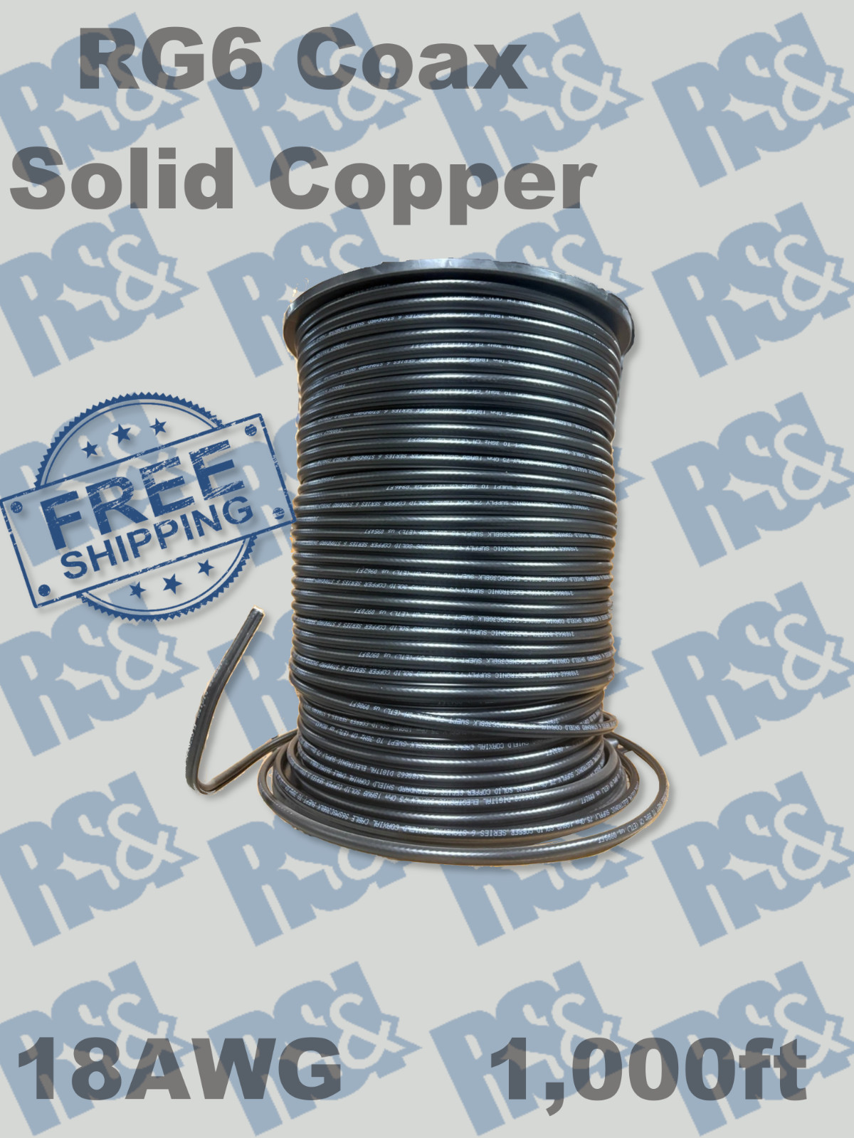 LSC352 RG6 Coaxial Cable 1000ft 75 Ohm 18AWG Solid Copper No Messenger Wire