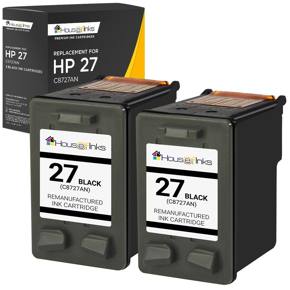 2PK Replaces HP 27 Black Ink Cartridges 4315 5600 5605 5610 PSC 1310 1315