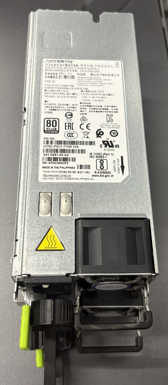 (LOT OF 2) GENUINE CISCO POWER SUPPLY 770WATT 341-0591-04 / UCSC-PSU1-770W