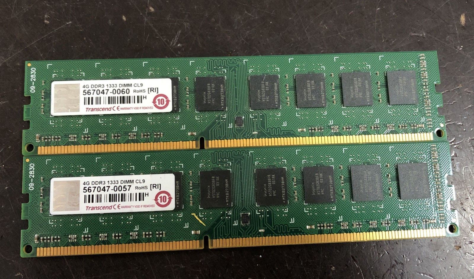 LOT of 2 TRANSCEND 8GB (2x4GB) DIMM CL9 DDR3-1333 PC3-10600U DESKTOP  RAM
