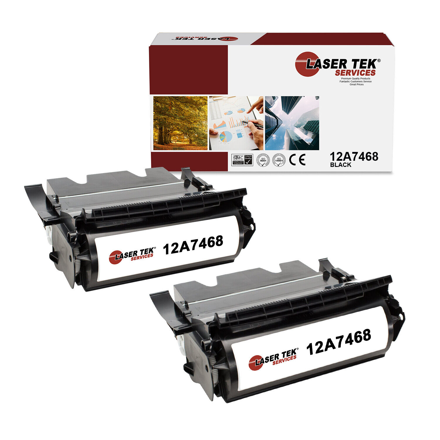 2Pk LTS T630HY 12A7468 Black HY Remanufactured for Lexmark T630 T632 T634 Toner