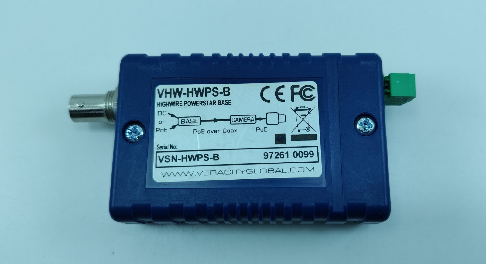 VERACITY VHW-HWPS-B High Wire Power Star Base Unit Ethernet Eliminate Power Cab
