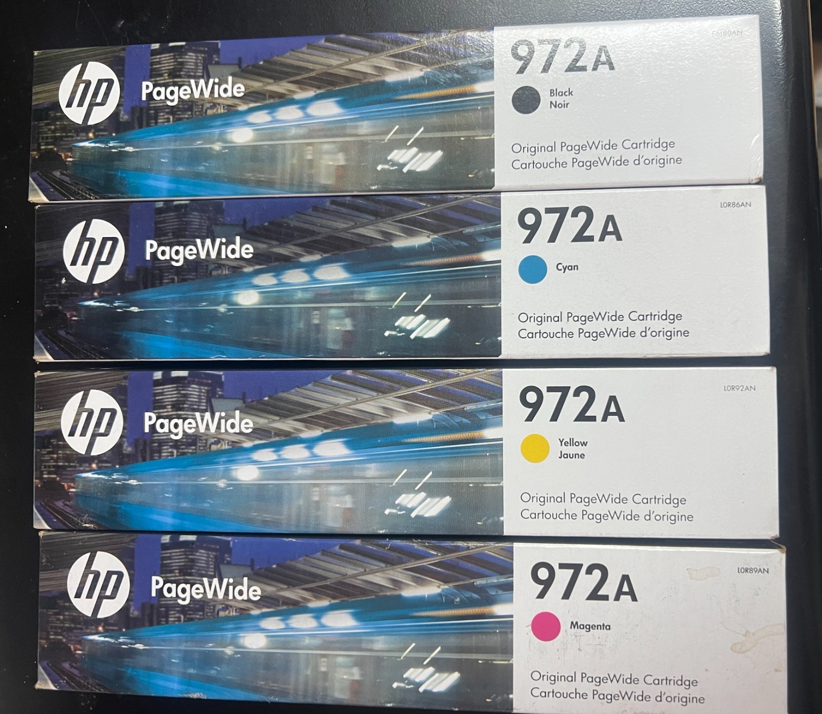 HP 972A PageWide Ink Cartridge Lot of 4 OEM Sealed 972A/4