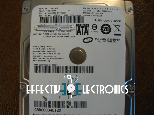 Fujitsu MHY2120BH (CA06889-B375000T) 0CFD0B-0040020B 120gb 2.5" Sata Hard Drive