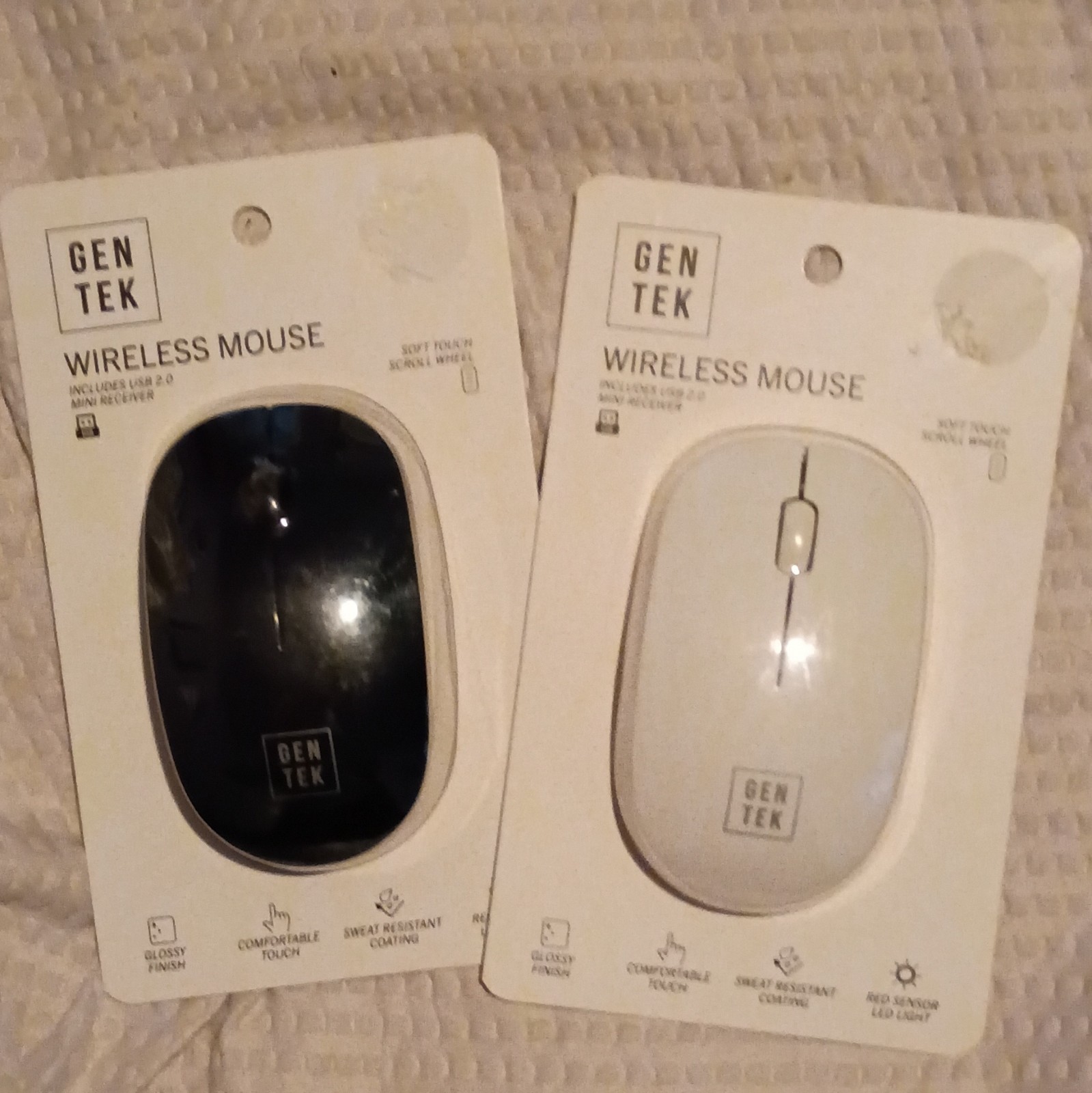 Gen Tek Wireless Mouse 2-Pack w/ USB Mini Receiver, 1600 DPI, 3-Button, B/W