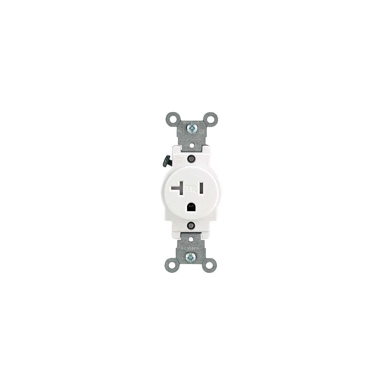 Leviton R52-T5020-0WS 20 Amp White Single Power Tamper Resistant Outlet