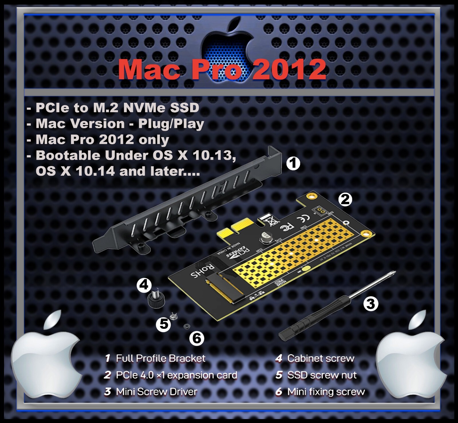 Mac Pro 2012 PCIe to NVMe. "Bootable" - Mac version( No Driver required )