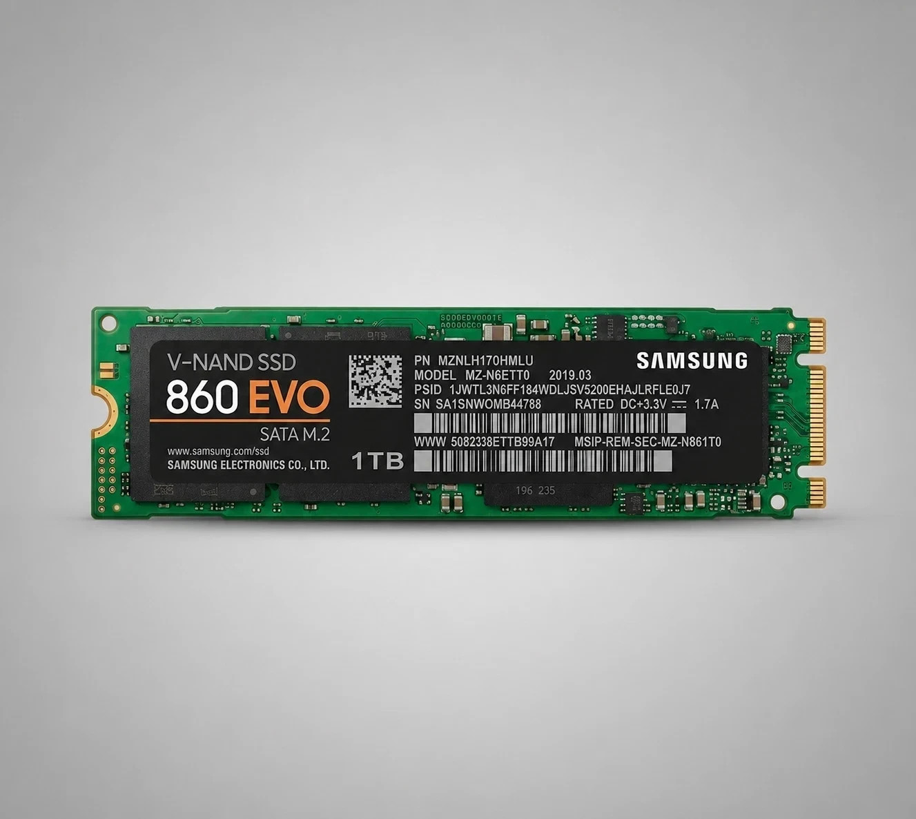 Samsung 860 EVO 1TB M.2 SATA SSD MZ-N6E1T0 V-NAND Solid State Drive