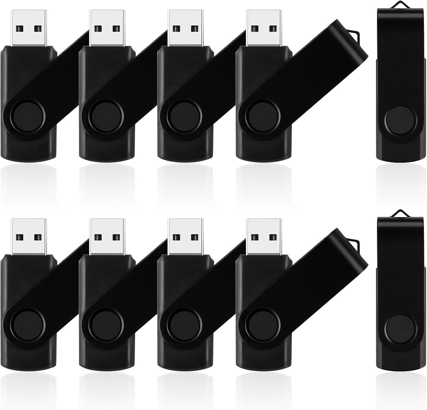 16GB Flash Drive 10 Pack, Black Thumb Drives Swivel USB Stick Flashdrive