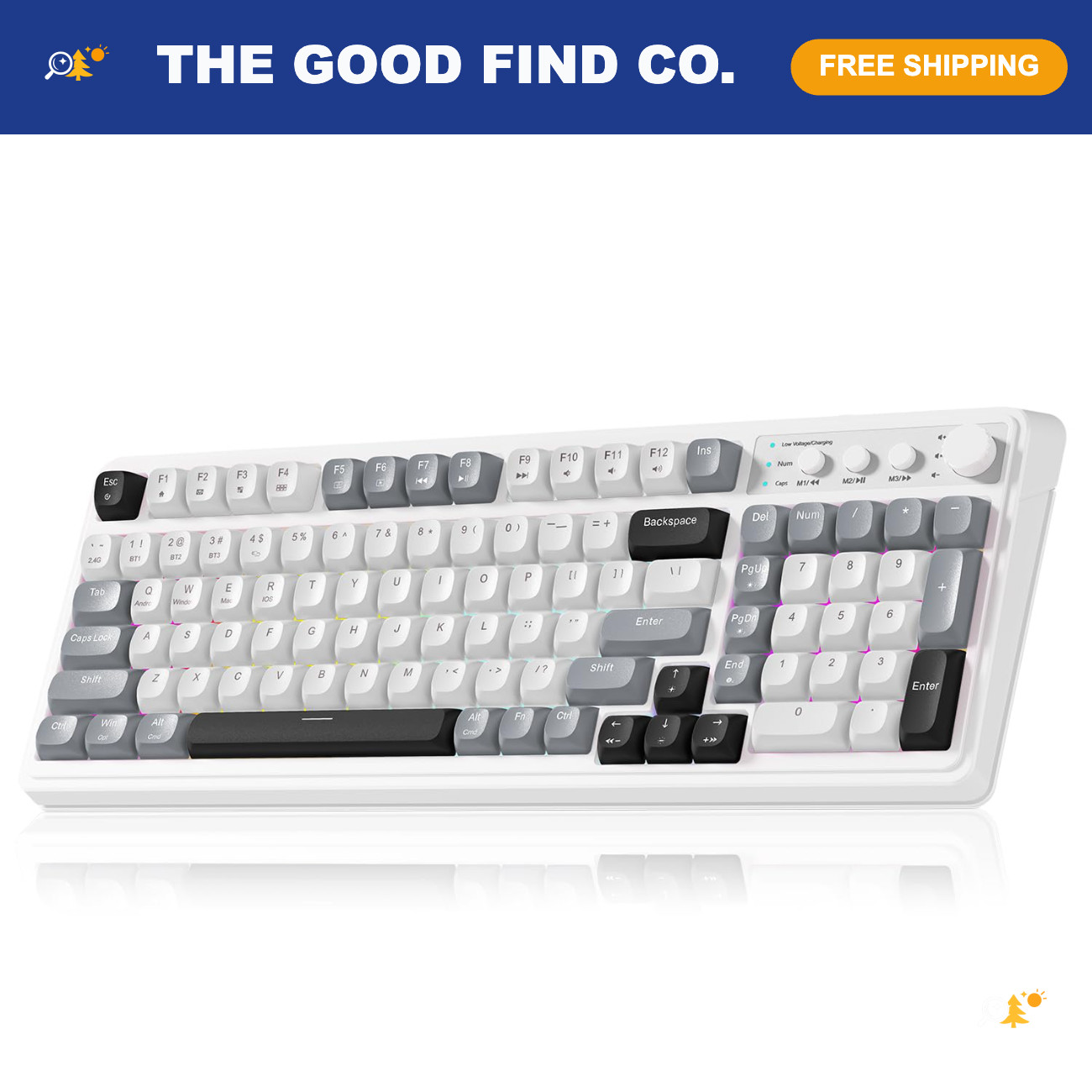 Wireless Gaming Keyboard, 99 Keys with Number Pad, Ergonomic Design, USB Connect