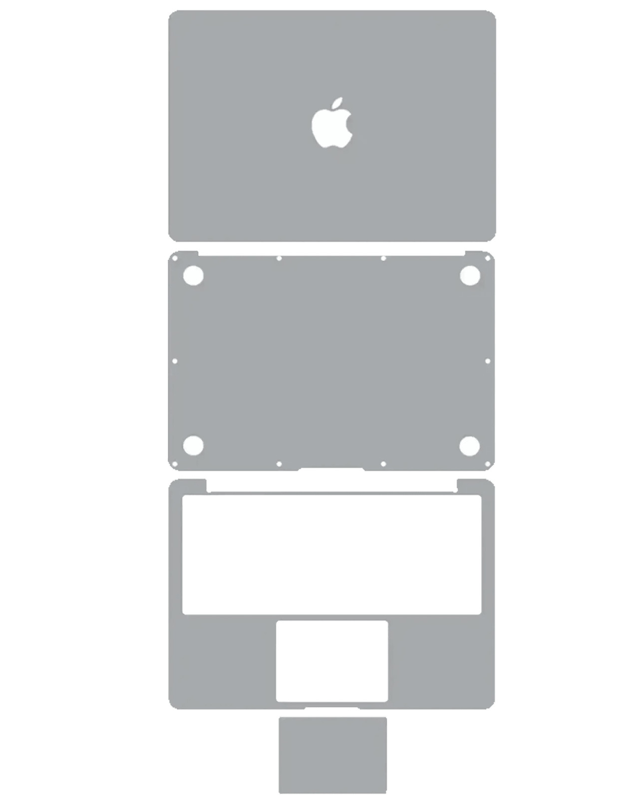 4in1 (Top, Bottom, Keyboard, Trackpad) Skin Macbook Air 11"(A1465) (Silver)