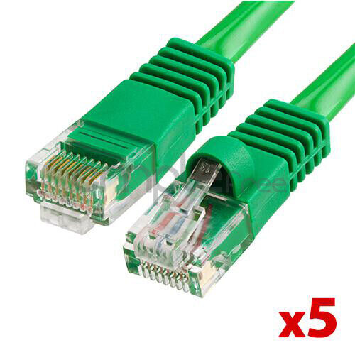 5x 15FT CAT5e Cable Ethernet Lan Network CAT5 RJ45 Patch Cord Internet Green NEW