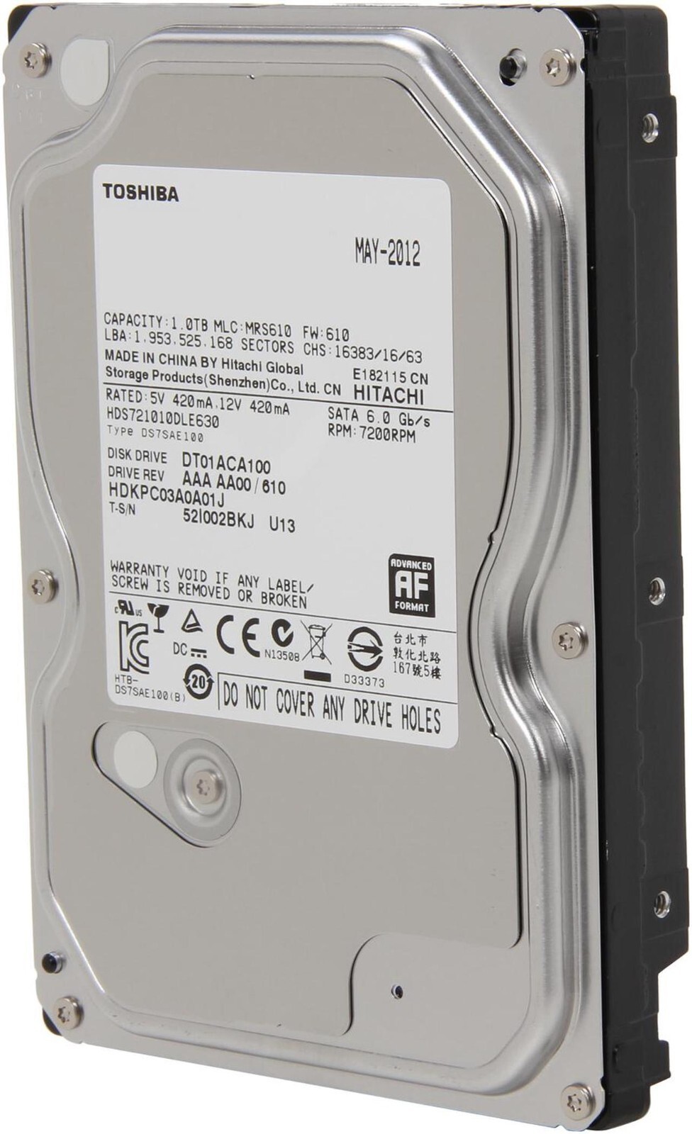 Toshiba DT01ABA100V 1TB SATA 3.5 Hard Drive Surveillance Grade, CCTV, DVR, NVR
