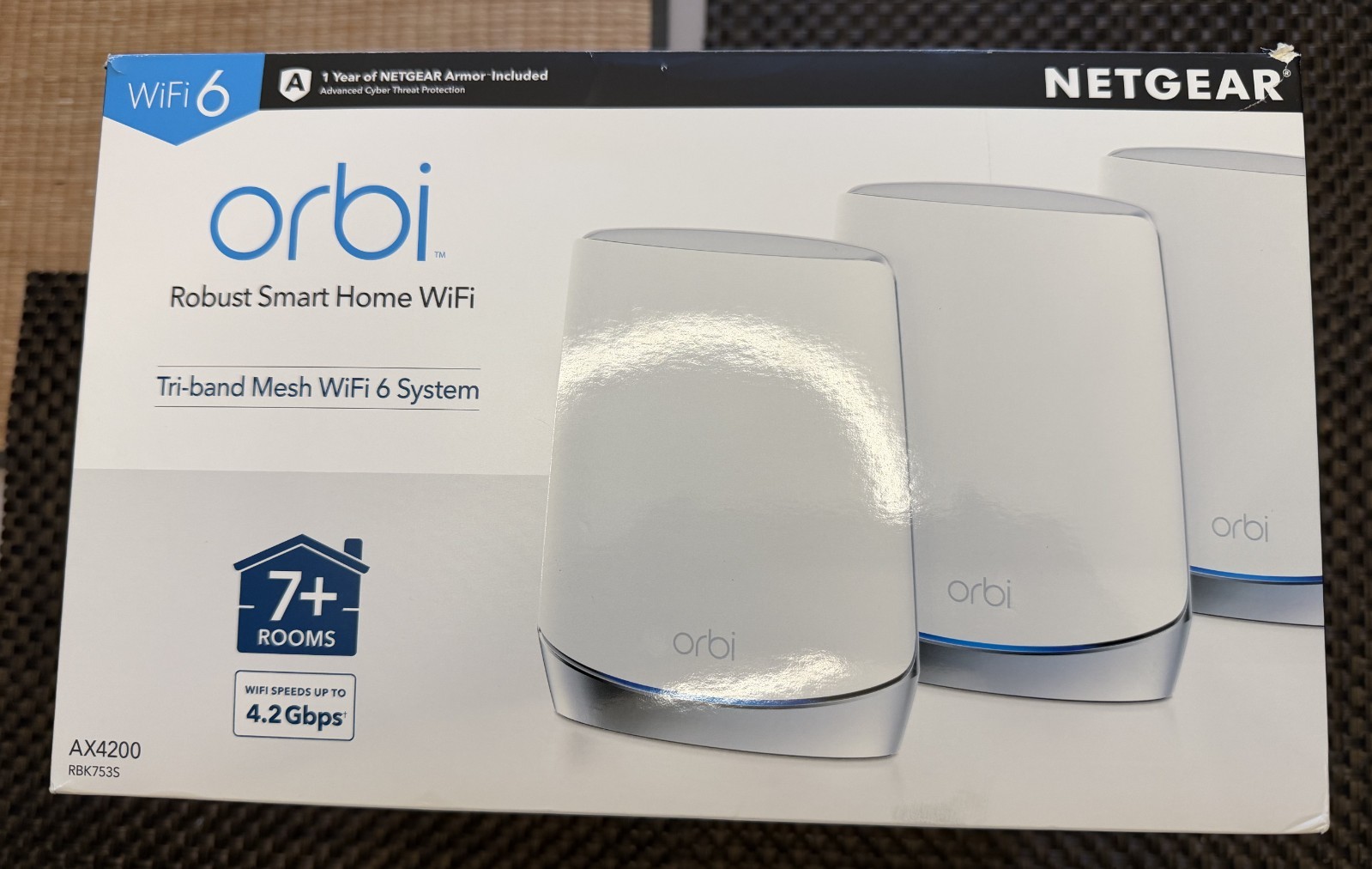 NETGEAR Orbi TriBand Mesh WiFi6 Router & 2 Satellite Extender | RBK753S-100NAS
