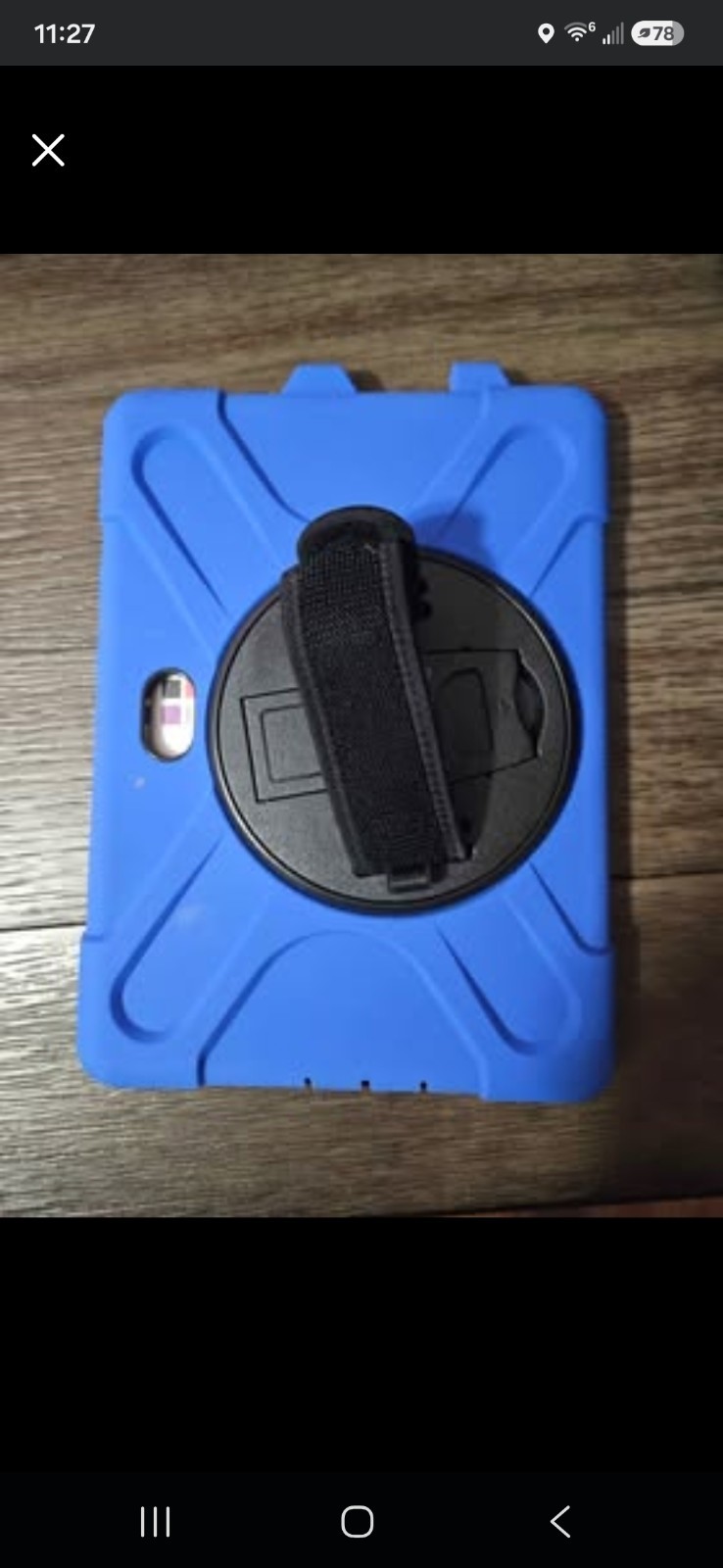 Rugged 3-Layer Shockproof Tablet Case Blue/Black with Stand Strap
